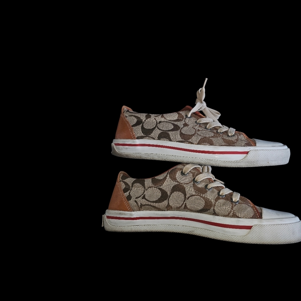 Coach Tan and Brown Signature Canvas Sneakers - Picture 3 of 12
